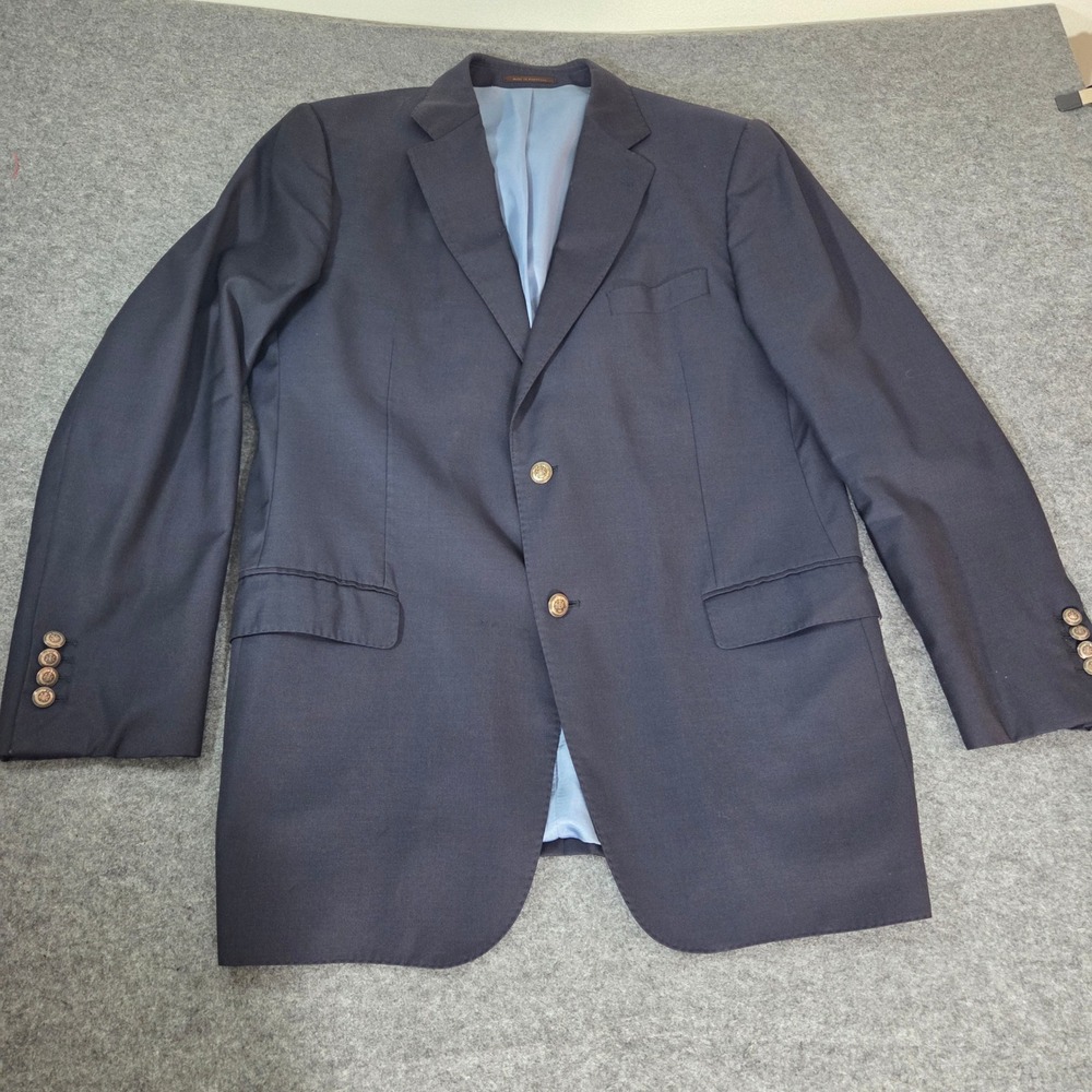 J Hilburn Mens 44R Navy Blazer Loro Piana Wool Custom Sport Coat Portugal